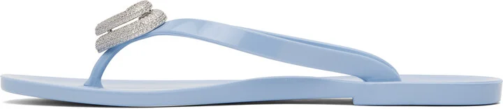 MACH & MACH Blue Double Heart Flip-Flops - Image 3