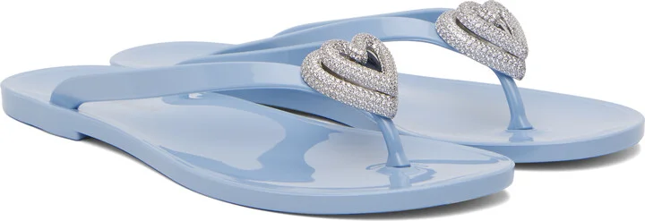 MACH & MACH Blue Double Heart Flip-Flops - Image 4