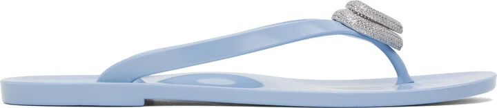 MACH & MACH Blue Double Heart Flip-Flops