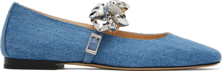 MACH & MACH Blue Puffy Heart Square Toe Ballerina Flats