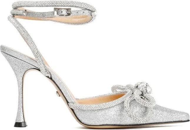Mach & Mach Bow-Embellished Ankle Strap Pumps