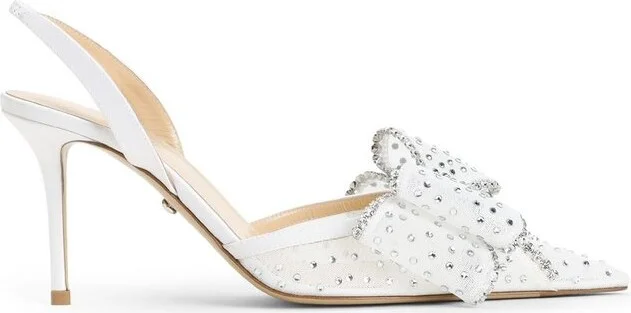 Mach & Mach Bow Embellished Slingback Pumps