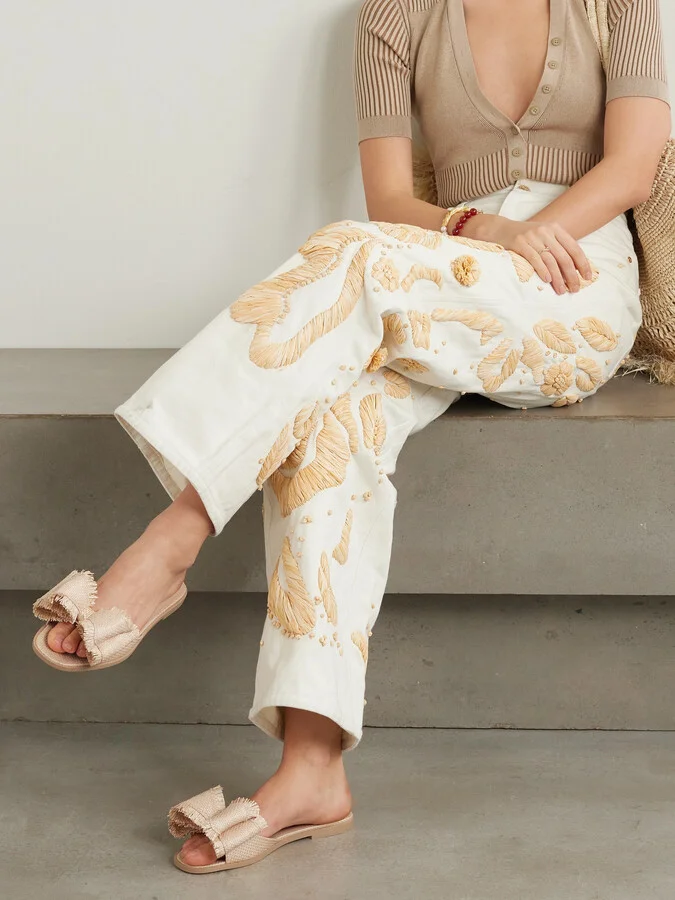 MACH & MACH - Cadeau Raffia Slides - Neutrals - Image 2