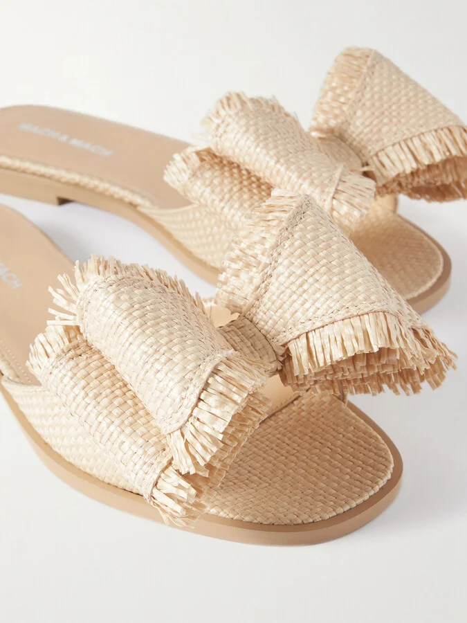 MACH & MACH - Cadeau Raffia Slides - Neutrals - Image 4