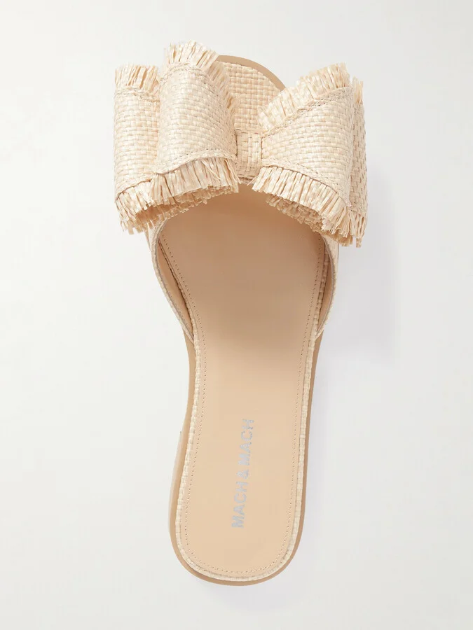 MACH & MACH - Cadeau Raffia Slides - Neutrals - Image 5