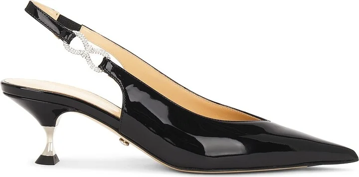 MACH & MACH Crystal Bow Pointed Toe Slingback in Black