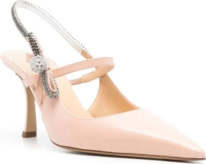 Mach & Mach Crystal Cuba Nude Patent Leather Slingback 85Mm Shoes - Image 3