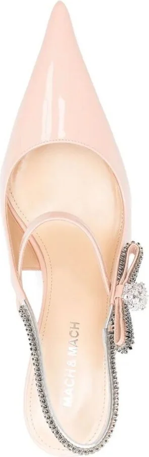 Mach & Mach Crystal Cuba Nude Patent Leather Slingback 85Mm Shoes - Image 4