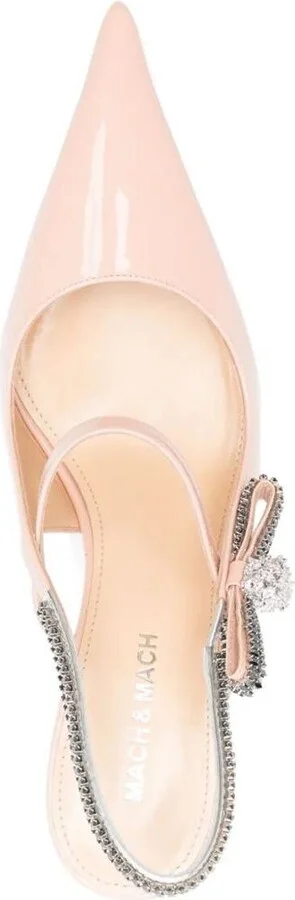 Mach & Mach Crystal Cuba Nude Patent Leather Slingback 85Mm Shoes - Image 4