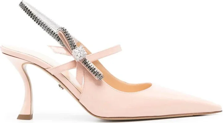 Mach & Mach Crystal Cuba Nude Patent Leather Slingback 85Mm Shoes