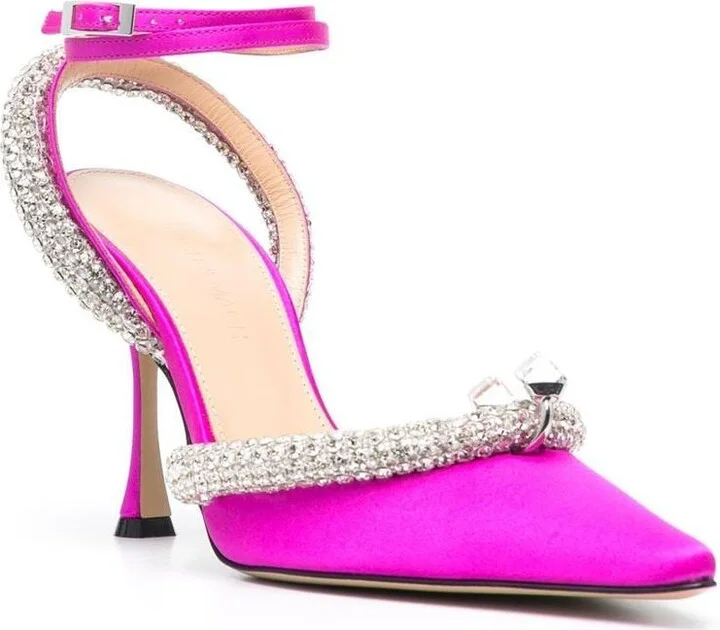 Mach & Mach Crystal-Embellished Satin Slingback Pumps - Image 3