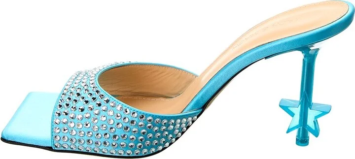 Mach & Mach Crystal-Embellished Star Satin Mule - Image 2