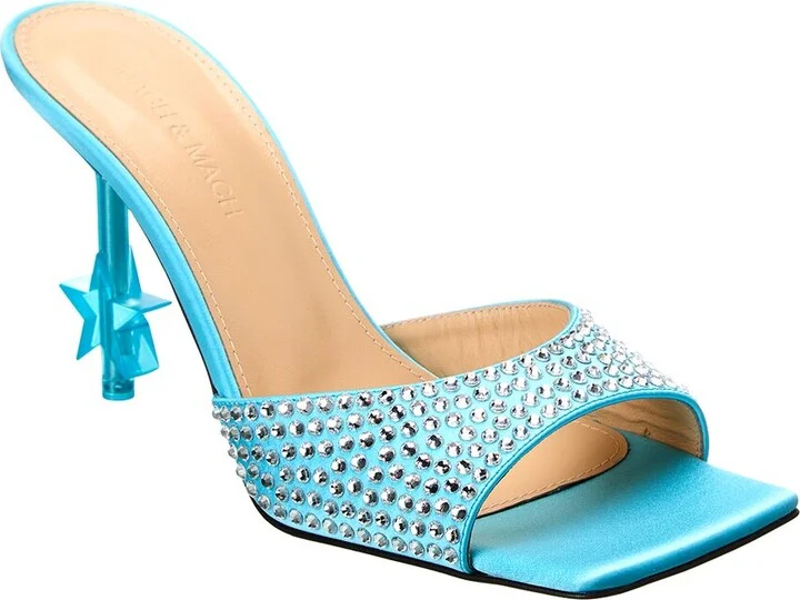 Mach & Mach Crystal-Embellished Star Satin Mule