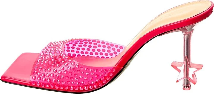 Mach & Mach Crystal-Embellished Star Vinyl & Leather Mule - Image 2