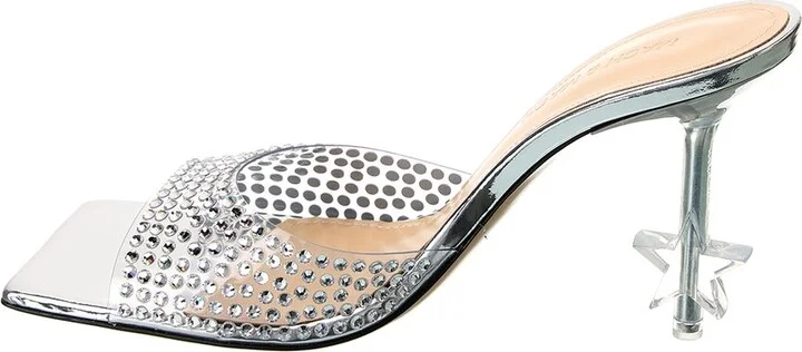 Mach & Mach Crystal-Embellished Star Vinyl & Leather Mule - Image 2