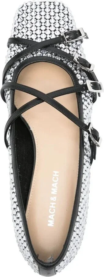Mach & Mach Crystal Net Square Toe Ballerinas With Straps 10Mm Shoes - Image 2