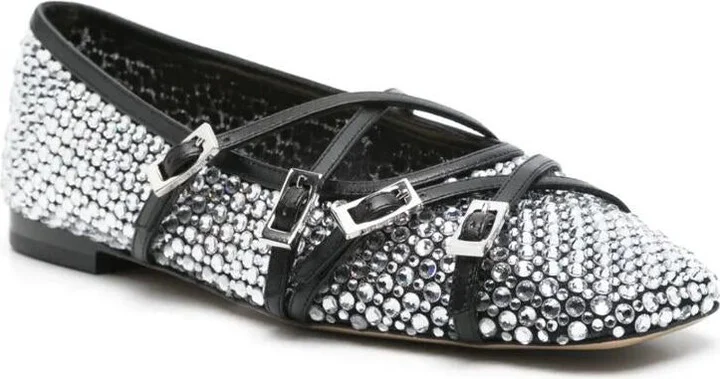 Mach & Mach Crystal Net Square Toe Ballerinas With Straps 10Mm Shoes - Image 4