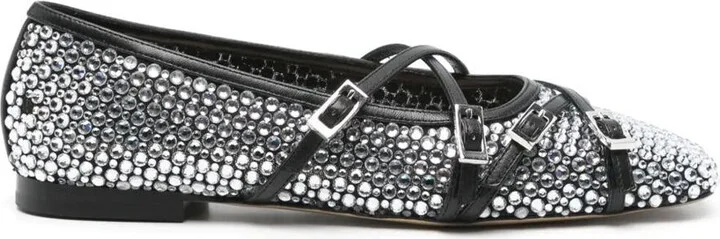Mach & Mach Crystal Net Square Toe Ballerinas With Straps 10Mm Shoes