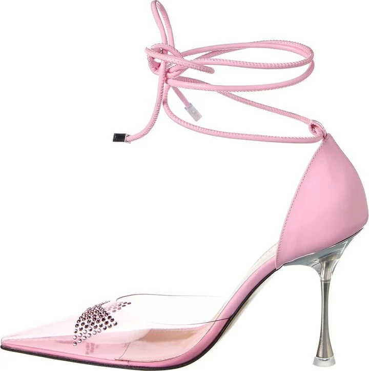Mach & Mach Crystal Square Bow Vinyl & Leather Pump - Image 2