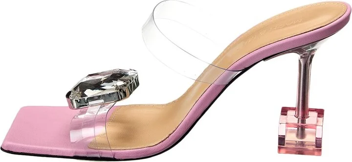 Mach & Mach Crystal Square Vinyl & Leather Mule - Image 2