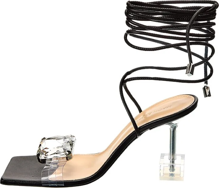 Mach & Mach Crystal Square Vinyl & Leather Sandal - Image 2