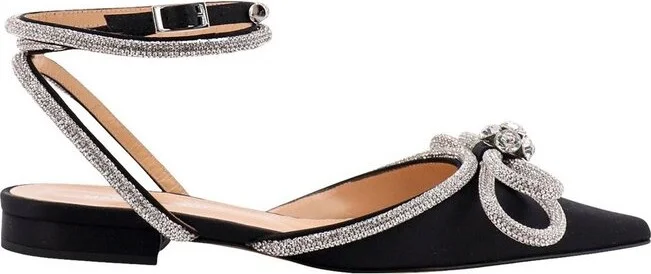Mach & Mach Double Bow Pointed Toe Ballerina Shoes