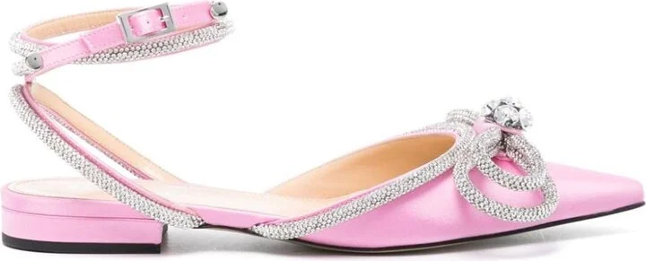 Mach & Mach Double Bow Satin Slingback Ballet Flats