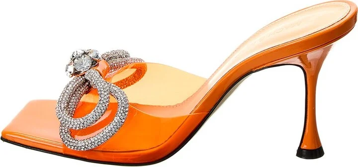 Mach & Mach Double Bow Square Vinyl & Leather Mule - Image 2