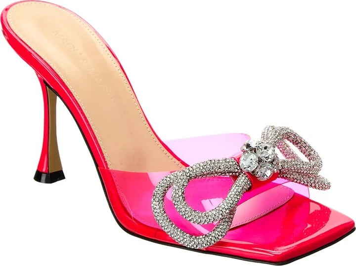 Mach & Mach Double Bow Square Vinyl & Leather Mule