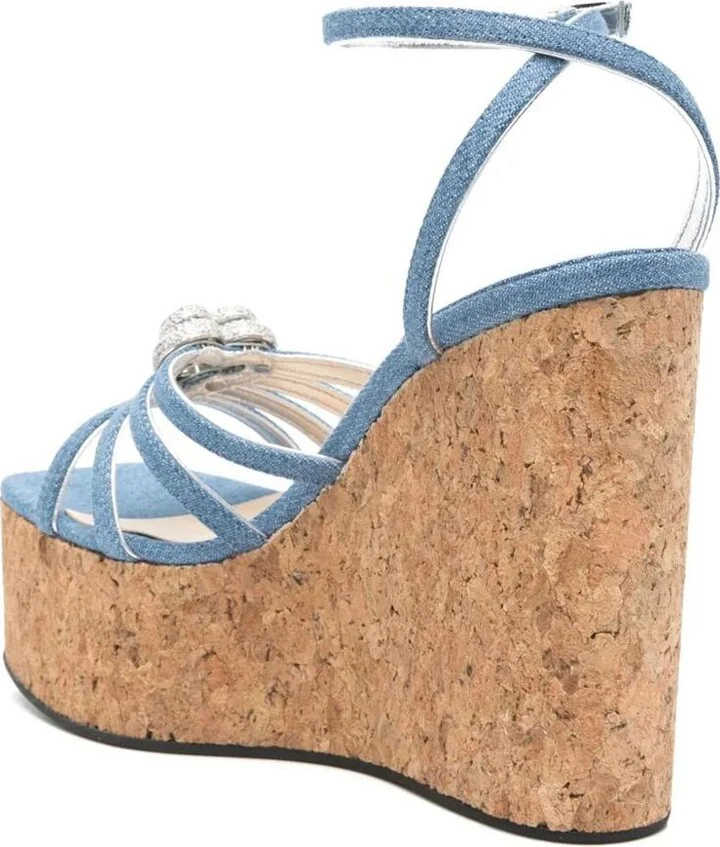 Mach & Mach Double Heart Cork Wedge Sandals 120Mm Shoes - Image 2