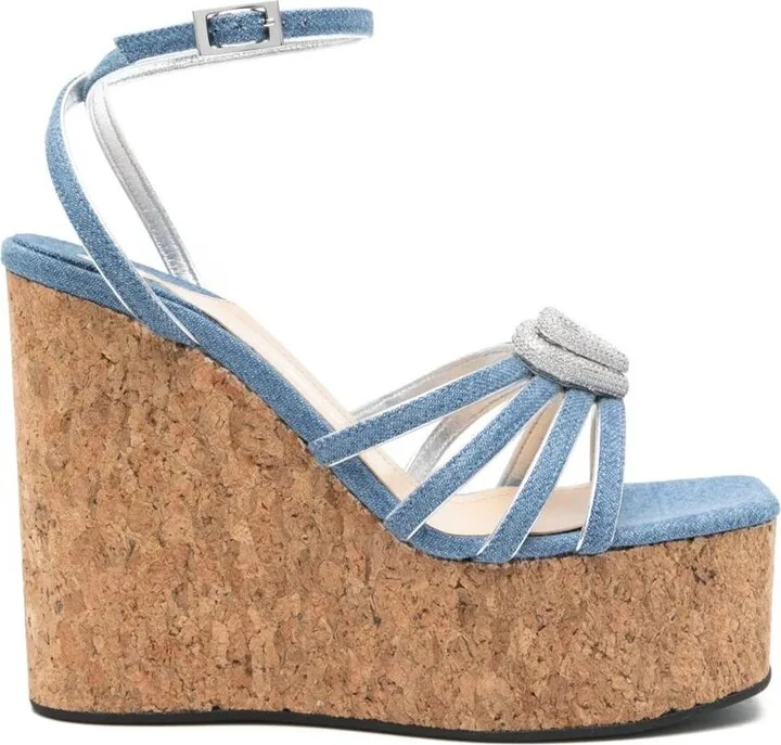 Mach & Mach Double Heart Cork Wedge Sandals 120Mm Shoes