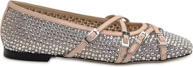 Mach & Mach Embellished Square Toe Ballet Flats