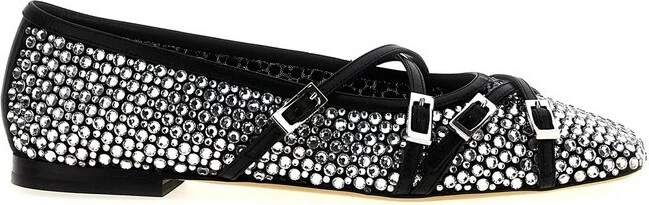 Mach & Mach Embellished Square Toe Ballet Flats