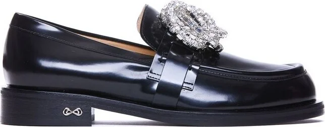 Mach & Mach Galaxy Embellished Stacked Heel Loafers