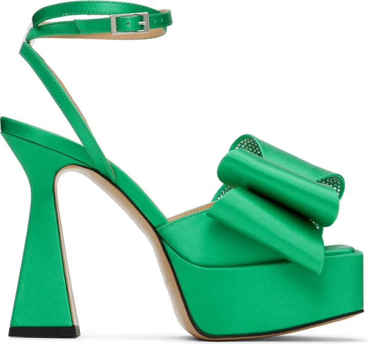 MACH & MACH Green 'Le Cadeau' 140 Platform Heeled Sandals