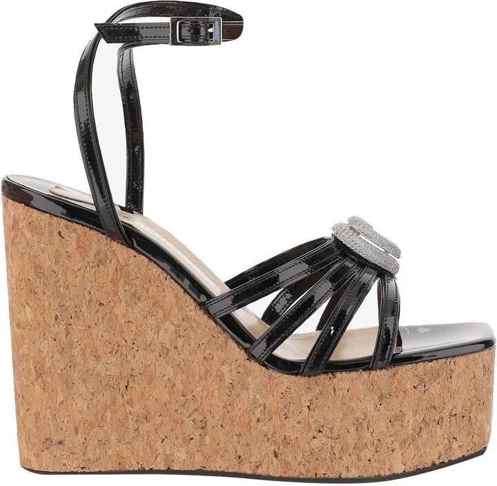 Mach & Mach Heart Charm Ankle Strap Sandals