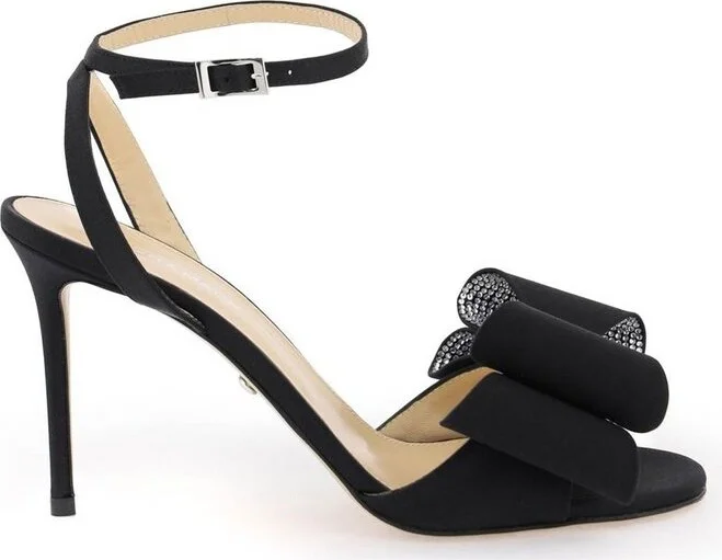 Mach & Mach Le Cadeau Bow Embellished Satin Sandals
