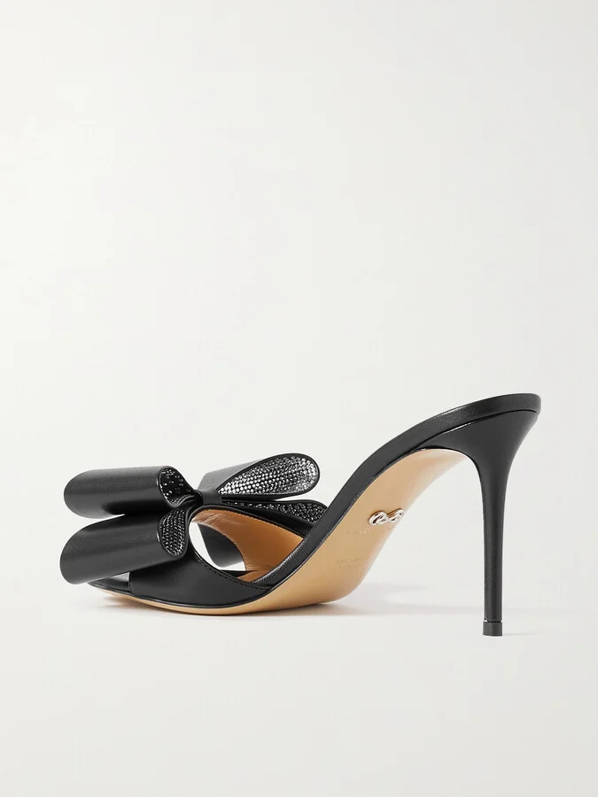 MACH & MACH - Le Cadeau Crystal-embellished Leather Mules - Black - Image 3