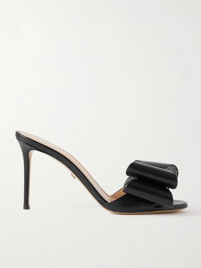 MACH & MACH - Le Cadeau Crystal-embellished Leather Mules - Black
