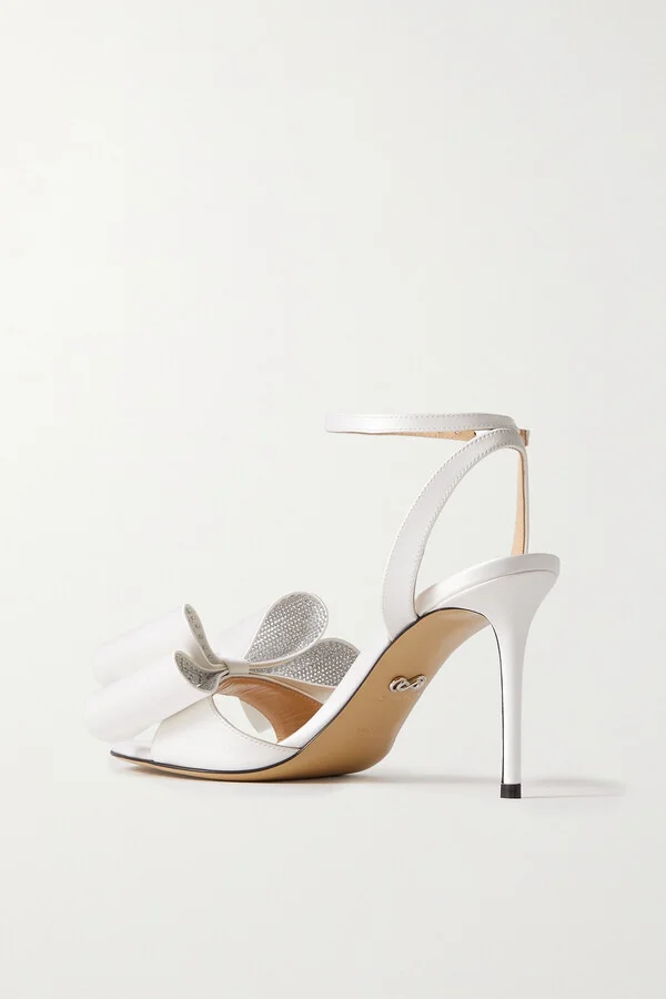 MACH & MACH - Le Cadeau Crystal-embellished Satin Sandals - White - Image 3
