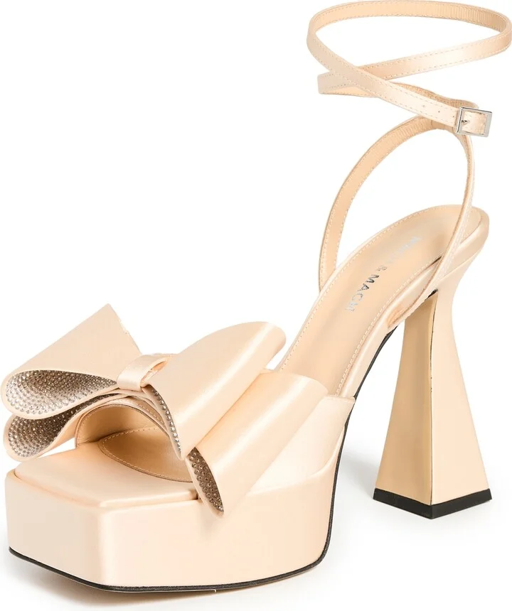 MACH & MACH Le Cadeau Satin Square Toe Platform Sandals
