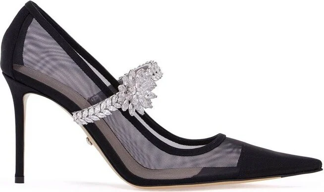 Mach & Mach Lotus Flower Mesh Pumps