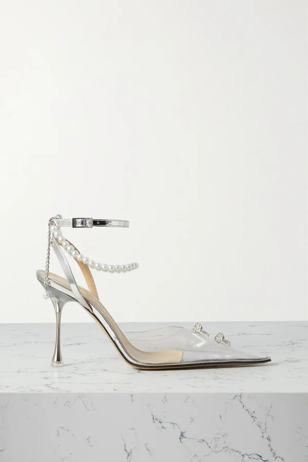 MACH & MACH - Matilda Embellished Pvc And Mirrored-leather Pumps - Neutrals