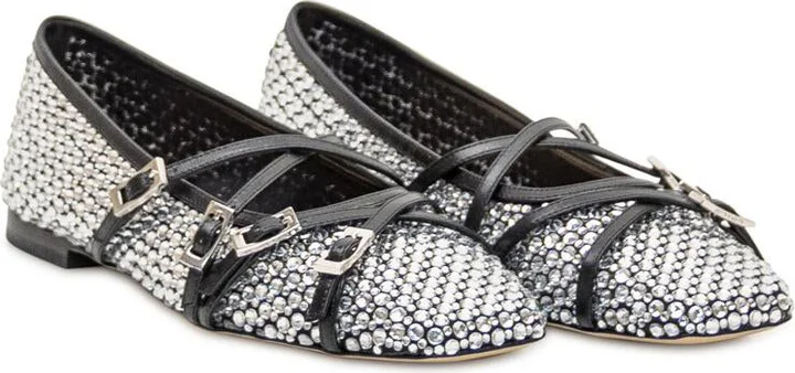 Mach & Mach Mesh Ballet Flats With Crystals - Image 2