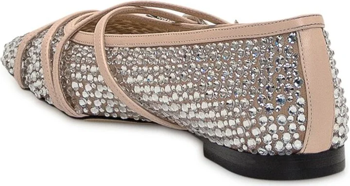 Mach & Mach Mesh Ballet Flats With Crystals - Image 3