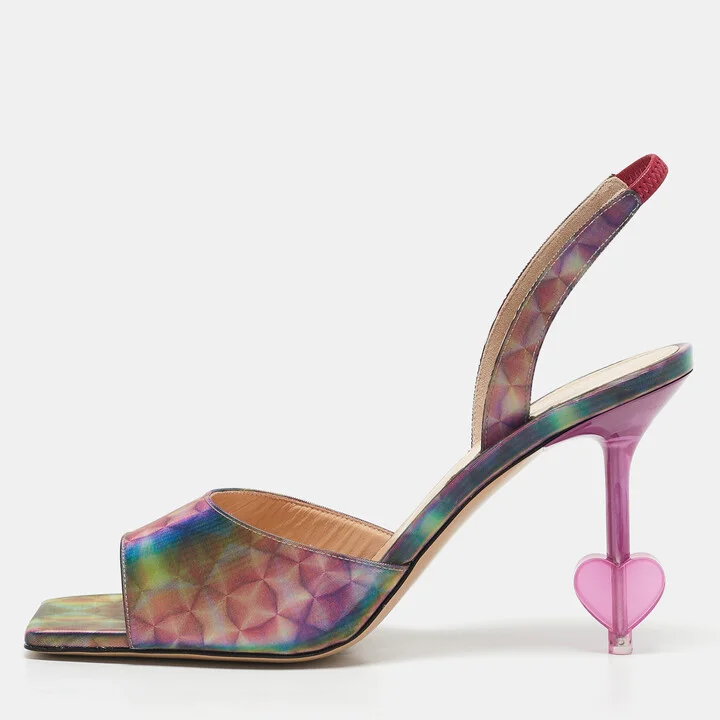 Mach & Mach Multicolor Kaleidoscope Print PVC Slingback Sandals Size 39