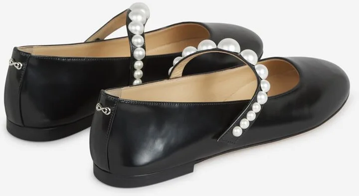 Mach & Mach Pearl Leather Ballerinas - Image 3