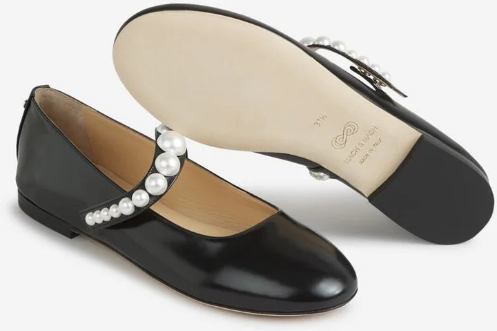 Mach & Mach Pearl Leather Ballerinas - Image 4