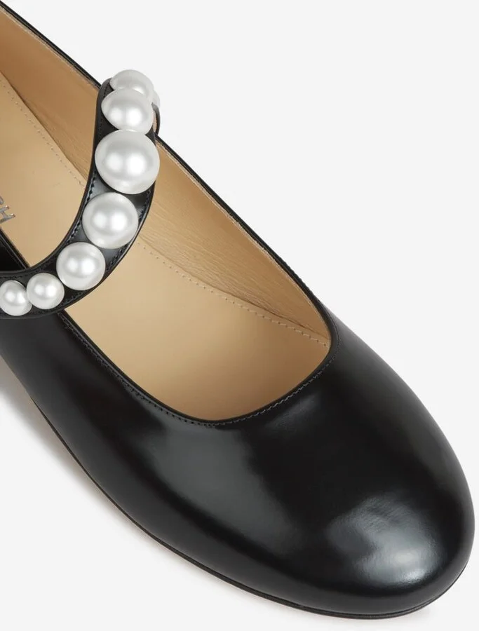 Mach & Mach Pearl Leather Ballerinas - Image 5