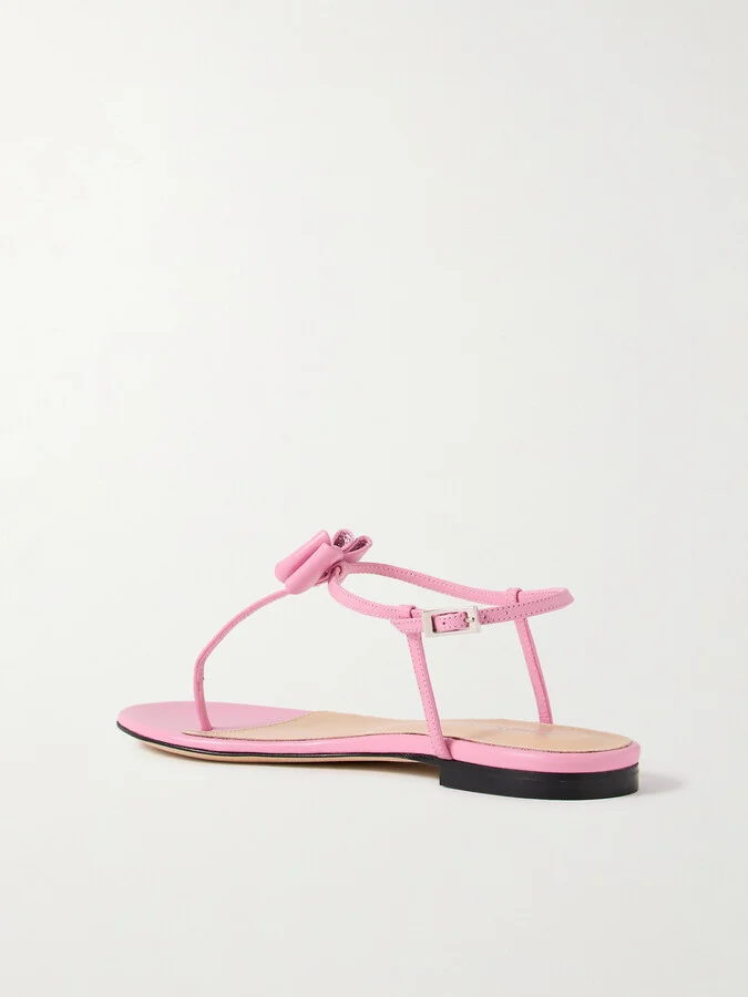 MACH & MACH - Petite Cadeau Crystal And Bow-embellished Patent-leather Sandals - Pink - Image 3